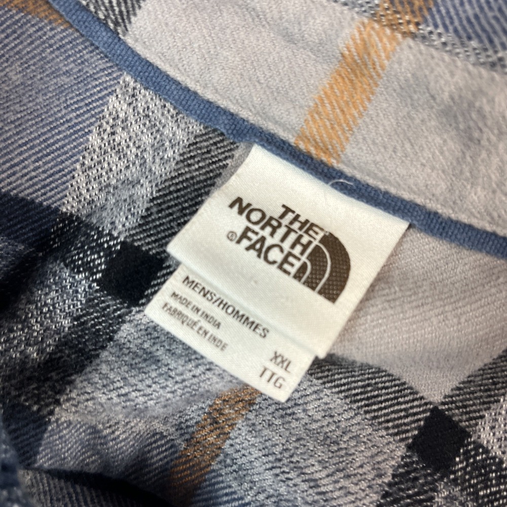North Face Arroyo Flannel Shirt Mens XXL Blue Plaid 100% Cotton Heavy Lumberjack - Picture 3 of 9